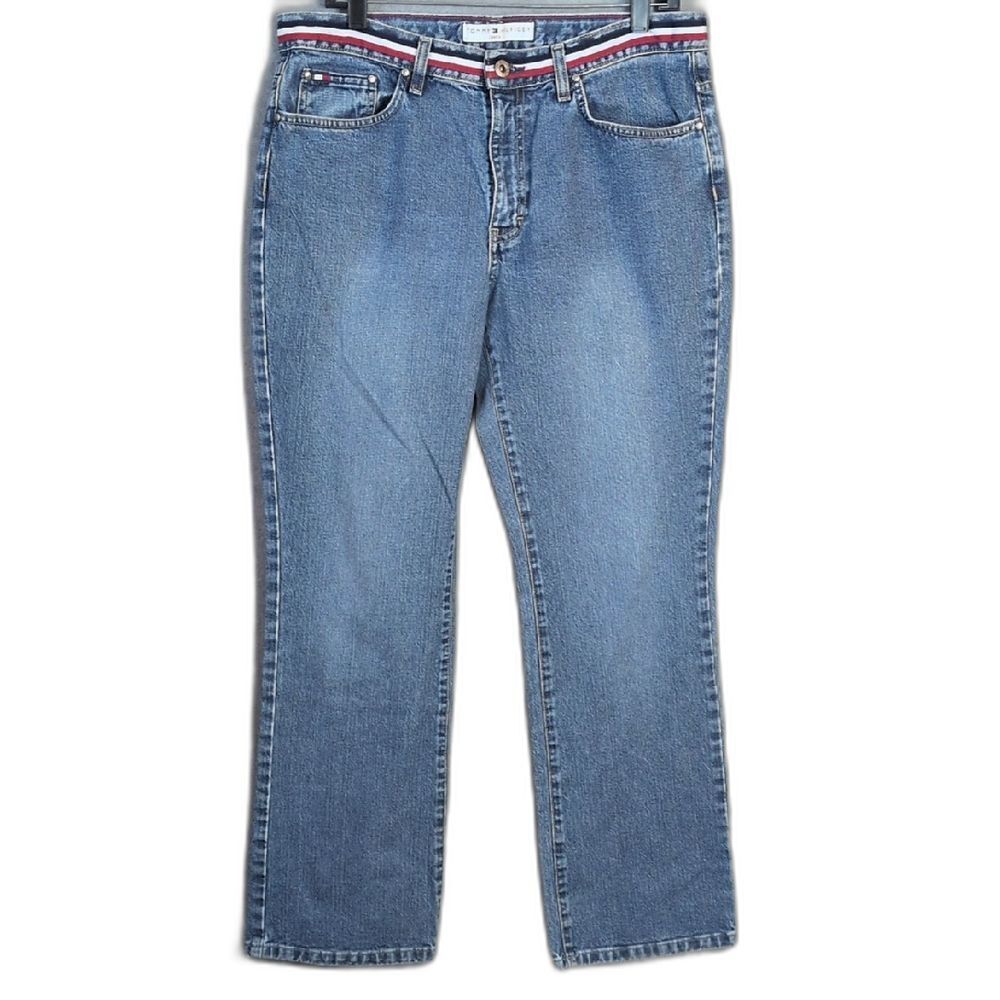 Tommy Hilfiger Blue Denim Jeans Ribbon Detail Women's 10 Y2K